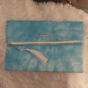 Pura Vida Retro-Chic Blue  Fold-over Cosmetic Travel Versitile Zip Snap Pouch